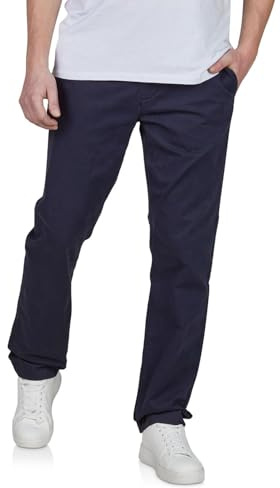 TOM TAILOR Pantalon chino pour homme - Coupe droite - En tissu stretch - Couleur unie - Beige - Bleu marine - Vert - Tailles 30, 31, 32, 33, 34, 36, 38, Bleu marine tricoté (10690), 30W / 34L