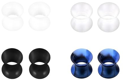 JENCVNL 4 Pair Silicone Ear Tunnel Plugs Set, Flexible Flesh Silicone Plugs Expander Double Flared Tunnel Ear Stretcher Piercing Jewellery Unisex, Gauges 6-25mm (6mm)