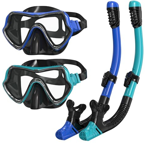 G2RISE SN02 Snorkelset för vuxna – dykmask dykglasögon torr snorkel med Breath Easy Airflow Tech & Anti-Fog-design för män och kvinnor