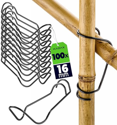 KADAX Växtstavskoppling Ø 16 mm, 100 stycken, anslutningsspännen av stål för bambustavar, bambuklämmor för stabil fixering av växthus