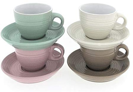 4er Set Espressotassen aus Porzellan einfarbig in 4 edlen Farben Tasse Becher Espresso Kaffee Bistro Gastro Event Küche Kantine