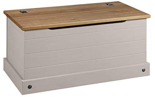 Corona Grey Storage Chest Ottoman Solid Wood Mexican Toy Chest Bedding Blanket Box