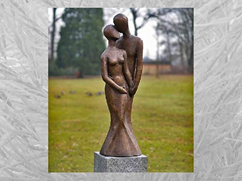 IDYL Bronze-Skulptur Liebespaar | 95x30x30 cm |Bronze-Figur handgefertigt | Gartenskulptur - Wohnbereich-Dekoration | Hochwertiges Kunsthandwerk | Wetterfest