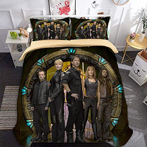ZZQQ Bettwäsche - Set Bettbezug Set Bettwäsche-Set-Stargate Atlantis-Einzel: 1 Bettbezug + 1 Kissenbezug Einzel (135x200cm) Allergiker Deckenbezug Geeignet Für Bettwäsche-Sets Für Alle Jahreszeiten