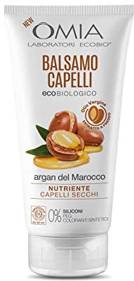 Omia, Balsamo Capelli Eco Bio con Olio di Argan del Marocco, Per Capelli Secchi, Nutriente e Ristrutturante, Adatto ad un Uso Frequente, Senza Siliconi, Dermatologicamente Testato - Flacone da 180 ml