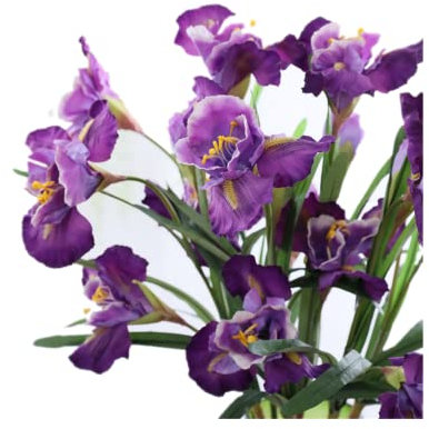 Lot de 3 fleurs d'iris artificielles en soie de 91,4 cm - 9 têtes -Bouquet de fleurs longues - Fleurs artificielles pour de vraies fleurs -pour fête à la maison et mariage -Centre de table (violet)