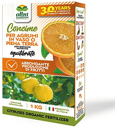 Albagarden - Concime Per Agrumi Naturale 1 KG - Fertilizzante Granulare Idrosolubile Per Un Abbondante Produzione Di Frutti - Arance, Limoni e Mandarini