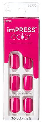 KISS imPRESS Color Press-On Nails Polish-Free Manicure Set, ‘Orchid Festival’, 30 Chip-Proof, Smudge-Proof Fake Nails