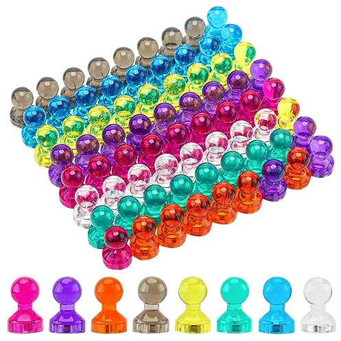 72PCS Small Fridge Magnets for Whiteboard, Magnets Strong Magnetic Push Pins Magnets, Colorful Acrylic Magnet for Refrigerator, Kitchen, Office, Classroom, Noticeboard