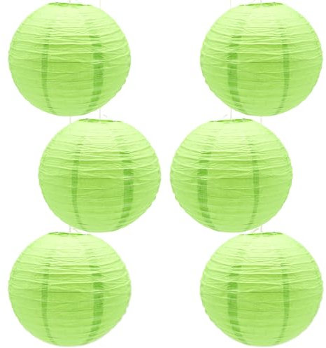 CEEYSEE 6 Stück Papierlaterne Grasgrün 30 cm Hängende Runde Papierlaternen Faltbar Papier Lampions für Brautpartys Geburtstag Feiern Garten Deko(Grasgrün/D-CLS)