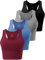 Star Vibe 4 Stücke Sport Crop Top Set Damen Basic Sporttop Tanktops Frauen Yoga Sport Top Damen Fitness Black/Dark Grey/Navy/Wine Red XL