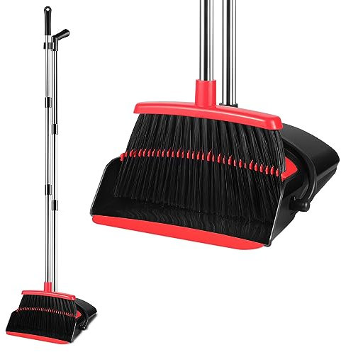 VOSSBACH Besen und Kehrschaufel Set Edelstahl verlängerbar Wandhalterung Kehrset Kehrgarnitur Kehrbesen Schaufel