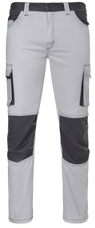 VELILLA Stretch Bicolor Pantaloni di utilità di Lavoro Unisex Adulto, bianco e grigio, 48