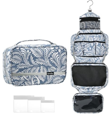 homchen Trousse de toilette à suspendre - Kit de voyage pour homme et femme, Trousse de toilette de grande capacité améliorée avec 4 compartiments, Trousse de maquillage pliable de taille compacte