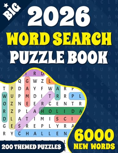 Big Word Search Puzzle Book - 6000 New Words: Relaxing 200 Themed Word Search Book for Adults and Seniors | Large Print and Anti Eye Strain Fun Word Find for Adults