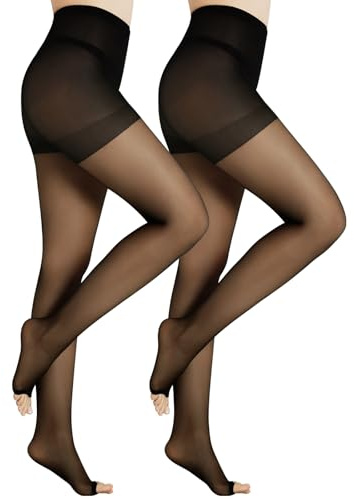 FZPZP 2 Pairs Toeless Pantyhose For Women - 20D Open Toe Sheer Tights Nylons Stockings with Control Top Black Small
