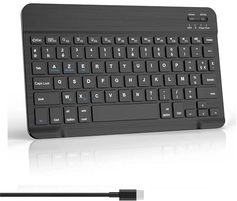 SENGBIRCH Clavier Bluetooth sans Fil 10.5 Pouces AZERTY Français pour iPad, iOS, Pro, Air, Mac, Tablette Android Samsung Galaxy, Xiaomi Pad 5, Huawei, Lenovo - Noir