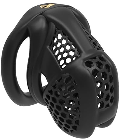 Male Chastity Cage Uomo Gabbia Pene Sissy Cintura Di Castità Maschile Cock Cage Erotitici Sexy Per Coppie (Small,Bent Ring)