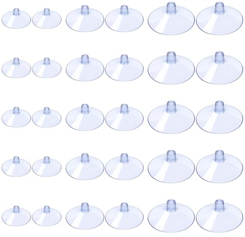 TIESOME 50 ventose in plastica trasparente, 3 dimensioni, 20 40 50 mm, ventosa in plastica PVC, senza gancio, per finestre, piastrelle, auto, pannelli in vetro, cucina, bagno