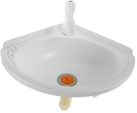 TEHAUX Lavabo de Pared Colgante de Plástico Blanco Lavabo Compacto para Baño y Balcón Instalación Segura y Ahorro de Esquinas Pequeñas