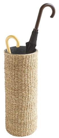 Box and beyond - Porte Parapluie - 21 x 21 x 57 cm - Jonc de mer - Métal - Rangement Parapluie - Rangement Entrée et Couloir - Sobre - Naturel - Elégant
