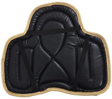 GIYXHU Sadelunderlag, bekväm ridutrustning, stötdämpande, med fästrem, dressyr underlag av PU-läder, 55 cm x 45 för spår ridning (svart)