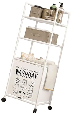 BOYANDM Cesta de almacenamiento para la ropa sucia con múltiples estantes, resistente con estructura de metal, para uso diario, casual, extraíble, cesta de lavandería