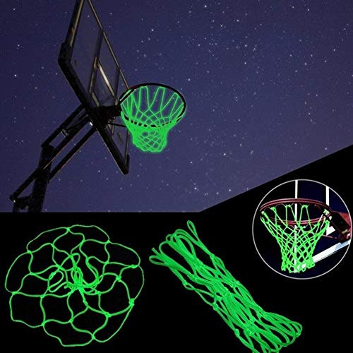 BSTCAR Basketballnetz, Grün, fluoreszierend, Basketballkorb, Standard-Maschennetz aus geflochtenem Nylon, selbstleuchtend