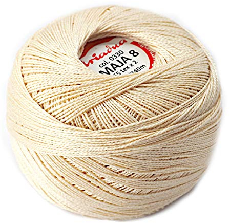 Pearl Crochet Cotton Embroidery Ball Yarn 229yd/210m Quality Thread 50g Size 8 Beige (330)