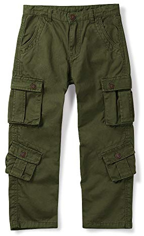 Aeslech Boys' Cargo Trousers, 8 Pockets Casual Outdoor Trip Hiking Pants