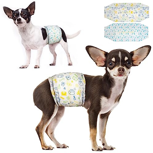 Dono Couches pour Chiens mâles, 24 pièces, Culottes pour Chiens mâles, indicateur d'humidité, Couche Chien Male Super absorbantes pour l'incontinence, l'entraînement, Le Voyage, XS, S, M, L