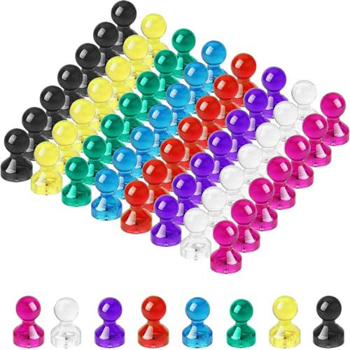 Wukong Magneti Conici 11×17mm, 56 Pezzi, 8 Colori, Plastica, Fortemente Magnetici, Multiuso, Progettazione Conica, Per Frigorifero e Lavagna Magnetica, Scuola e Ufficio