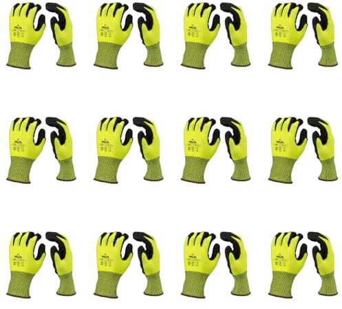 Malta Dynamics Safety Work Protective Gloves – Mens Work Gloves with ANSI Cut Level A5 Protection, Touchscreen Compatible, OSHA and ANSI Compliant (Large, 12 Pair)