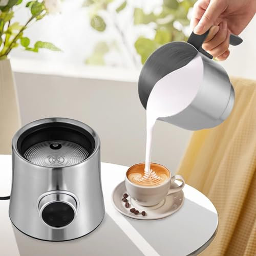 DiLiBee Espumador de leche 900 ml 4 + 1 espumador de leche para café, espumador de leche de alta capacidad, chocolate caliente, calentador de leche extraíble, apto para lavavajillas, para café, latte,