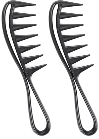 2Pcs Large Wide Tooth Comb Curl Wavy Combs Professional Hair Care Anti-Static Durable Comb Hair Styling Accessories Hairstyle Tool for Long Curly Wet Wavy Thick Thin Women Men Styling Barber Salon