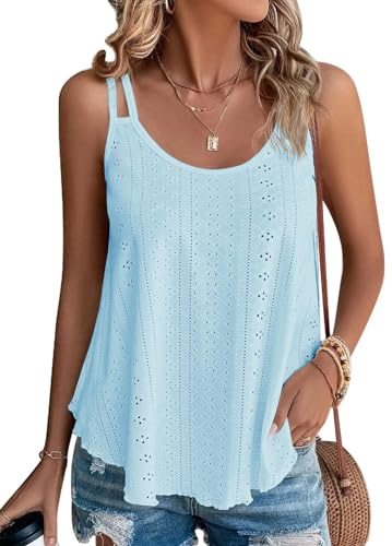 Camiseta de Verano Sin Mangas para Mujer 2024 - Chaleco Ancho Largo Elegante, Cuello Redondo, Delgada, Informal Tank Top