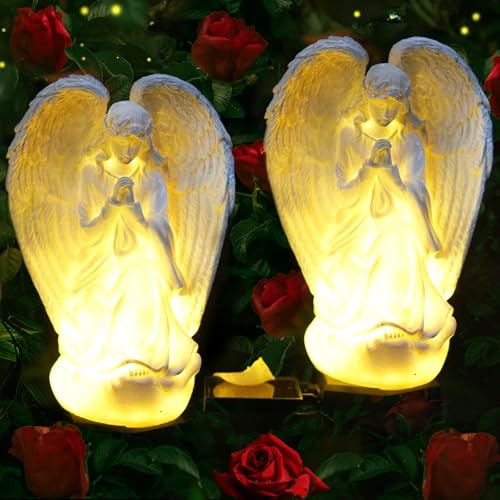LEAHPENG Angel Solar Lights Outdoor Garden Waterproof Decorative Stake Light for Yard Patio Pathway Lawn Ornaments Garden Decor Christian Christmas Decorations Gifts