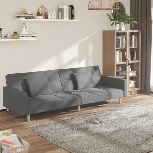 Iiaky Divano Letto a 2 Posti con 2 Cuscini Grigio Chiaro in Tessuto,Divano 3 Posti,Divano Imbottito con Rivestimento in Tessuto Traspirante Trapuntato,Design Moderno