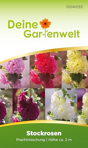 Stockrosen Prachtmischung Samen - Alcea rosea - Rosensamen - Blumensamen - Saatgut für 25 Pflanzen