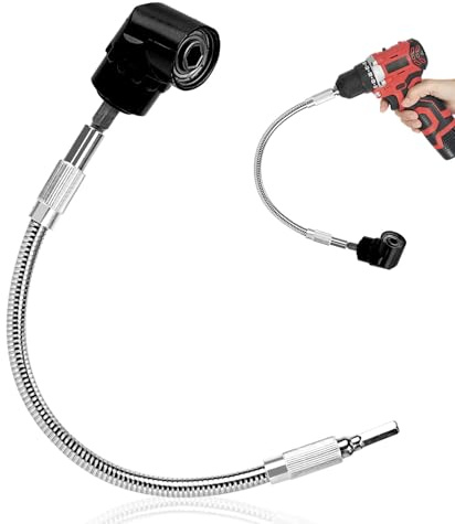 Flexible Drill Bit Extension and Right Angle Drill Attachment Set, 11.7 inch Super Bit Screwdriver Extension, 105°Right Angle Drill Attachmen, 1/4 inch Magnetic Hex Screwdriver Extension