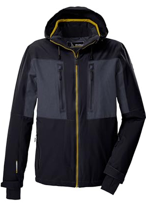 killtec Herren Skijacke/Funktionsjacke mit abzipbarer Kapuze und Schneefang KSW 47 MN SKI JCKT, schwarz blau, M, 43436-000