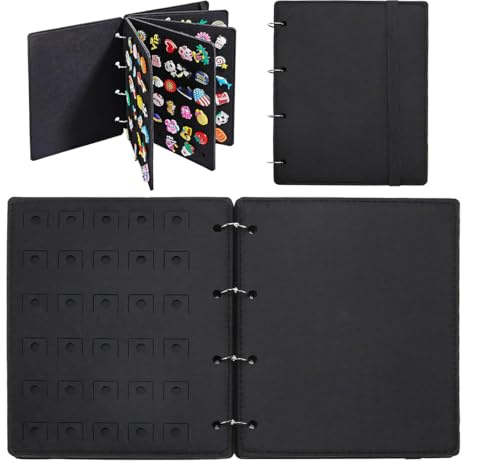 VPOUERY Pin de fieltro esmaltado con 8 páginas protectoras y carpetas de anillas extraíbles 26x21cm negro Pin Display Collection