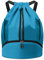 BROTOU Sporttasche Turnbeute Fußballtasche Rucksack mit Kordelzug Verstellbar Tunnelzug Gymsack Wasserfest Sporttasche für Herren Damen Kinder Jungen（Himmelblau）