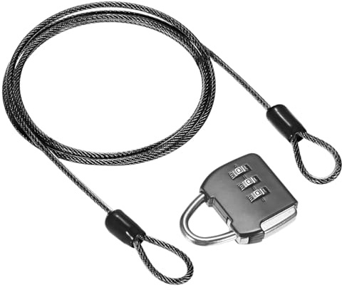 M METERXITY 1 Juego De Cable De Seguridad Con Candado De Combinación De 3 Dígitos 3.28 Pies Cable De Acero Con Revestimiento De PVC Para Maletas Equipaje [Negro]
