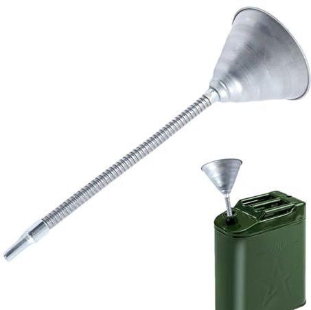 Imbuto in metallo - Imbuto per rifornimento di olio e gasolio per motori a benzina con filtro, tubo di prolunga flessibile per auto, attrezzo portatile per versare, comodo beccuccio per auto, imbuto a