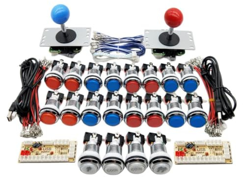 dijiusidy 2-spelares arkadspel DIY Zero Delay USB-kort med joysticks och knappar Kit Tillbehör kan bygga eget arkadspel