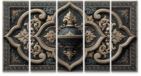 islandburner Cuadro sobre lienzo elegante ornamentación mural salón para amantes del arte – 5 piezas XXL