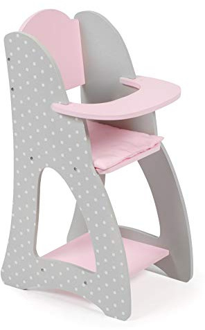 Bayer Chic 2000 - Trona para muñecas de hasta 46 cm, Trona para muñecas de Madera, Muebles de muñecas, Accesorios para muñecas, Puntos Gris