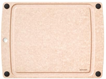 Epicurean All-In-One Cutting Board with Non-Slip Feet and Juice Groove, 17.5 × 13, Natural/Black
