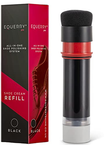 Equerry Pro Shoe Cream Refill - 50ml | Leather Shoe Care, Polish & Protect Cream with Integrated Premium Sponge Applicator for Colour Restoration & Even Distribution | Italian Shoe Cream | Black